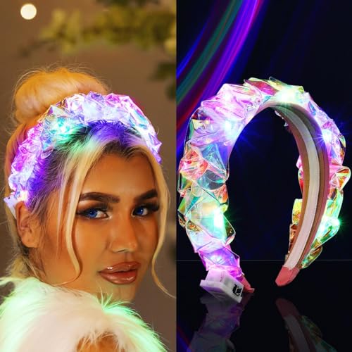 Yean Leuchtende Stirnband LED Haarreifen Laser Haarband Weihnachten Kostüm Party Haarschmuck für Frauen und Mädchen (Geflochten) von Yean