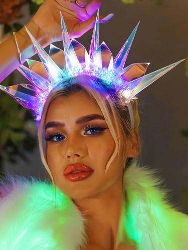Yean Leuchtendes Stirnband, LED-Krone, Stirnbänder, Göttin der Freiheit, Haarband, Party, Nachtclub, Rave, Haarschmuck für Damen und Mädchen Yean Leuchtendes Stirnband, LED-Krone, Stirnbänder, Göttin der Freiheit, Haarband, Party, Nachtclub, Rave, Haarschmuck für Damen und Mädchen von Yean