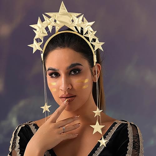 Yean Star Stirnband Gold Mary Halo Krone Haarreifen Sterne Göttin Kopfbedeckungen für Weihnachten Party Rave Yean Star Stirnband Gold Mary Halo Krone Haarreifen Sterne Göttin Kopfbedeckungen für Weihnachten Party Rave von Yean