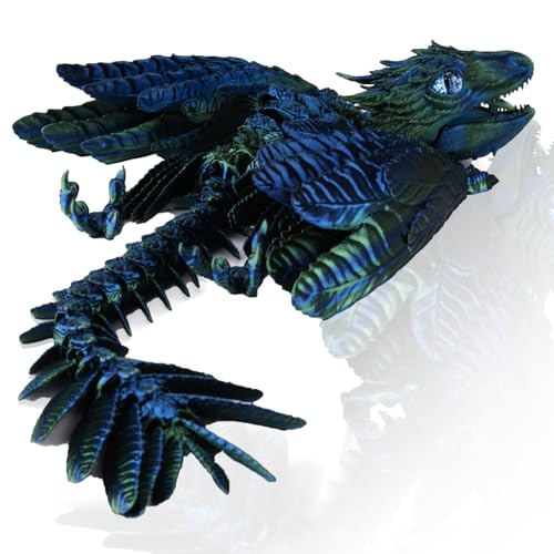 3D Drache Figuren 3D Gedrucktes Drache Spielzeug Dragon Realistische Beweglicher Drachen 3D Gedruckter Drache mit Flügeln (Blau) von Yearsahrk