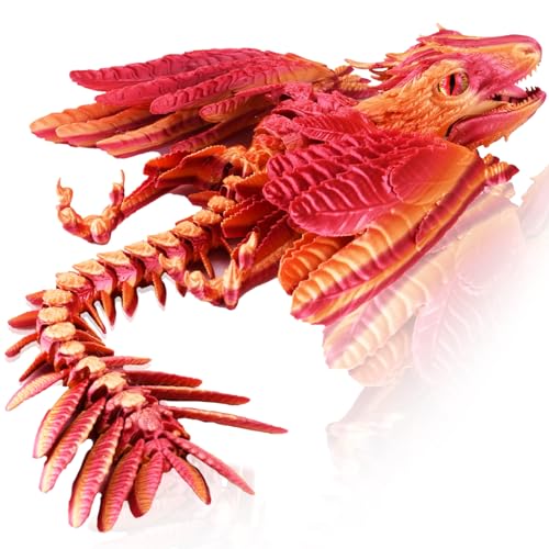 3D Gedruckter Drache Figur - Beweglicher Drache Spielzeug Mit Flügeln - Realistische Dragon (Orange) von Yearsahrk