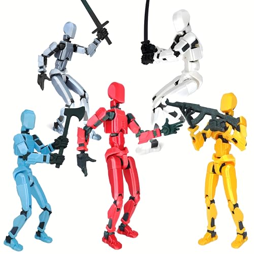 T13 Action Figure,3D Titan T13 Figur Actionfiguren mit Mehreren Gelenken 3D Gedrucktes Roboter Action Figuren Heim Büro Desktop Ostern Dekoration (5 Stück) von Yearsahrk