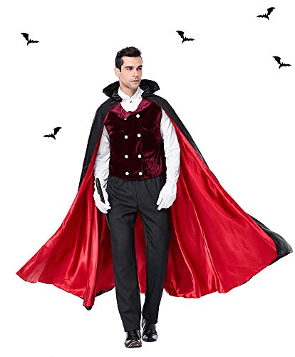 Vampir Kostüm Herren Erwachsene Renaissance Mittelalter Gothic Deluxe Vampirkostüm Halloween Cosplay Kostüm Party Requisiten (Medium) von Yearsahrk