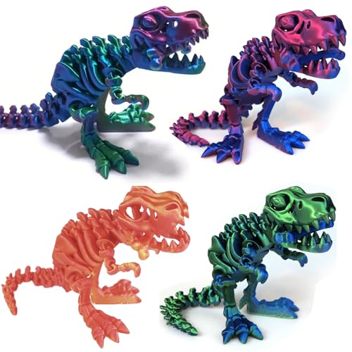 Yearsahrk 3D Gedrucktes Dinosaurier Skelett T-Rex Spielzeug Realistische Drachen Spielzeug Voll Bewegliches Tiere Dinosaurier Figuren Spielzeug Heim Desktop Dekor (4 Stück) von Yearsahrk
