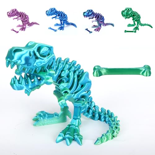 Yearsahrk 3D Gedrucktes Dinosaurier Skelett T-Rex Spielzeug Realistische Drachen Spielzeug Voll Bewegliches Tiere Dinosaurier Figuren Spielzeug Heim Desktop Dekor (Blau.B) von Yearsahrk