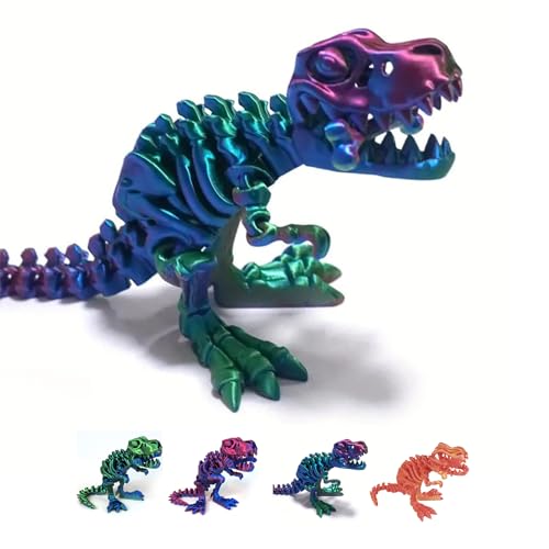 Yearsahrk 3D Gedrucktes Dinosaurier Skelett T-Rex Spielzeug Realistische Drachen Spielzeug Voll Bewegliches Tiere Dinosaurier Figuren Spielzeug Heim Desktop Dekor (Farbe.A) von Yearsahrk