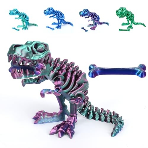 Yearsahrk 3D Gedrucktes Dinosaurier Skelett T-Rex Spielzeug Realistische Drachen Spielzeug Voll Bewegliches Tiere Dinosaurier Figuren Spielzeug Heim Desktop Dekor (Farbe.C) von Yearsahrk