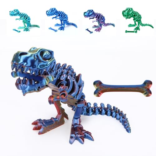 Yearsahrk 3D Gedrucktes Dinosaurier Skelett T-Rex Spielzeug Realistische Drachen Spielzeug Voll Bewegliches Tiere Dinosaurier Figuren Spielzeug Heim Desktop Dekor (Farbe.D) von Yearsahrk