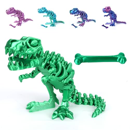Yearsahrk 3D Gedrucktes Dinosaurier Skelett T-Rex Spielzeug Realistische Drachen Spielzeug Voll Bewegliches Tiere Dinosaurier Figuren Spielzeug Heim Desktop Dekor (Grün.B) von Yearsahrk