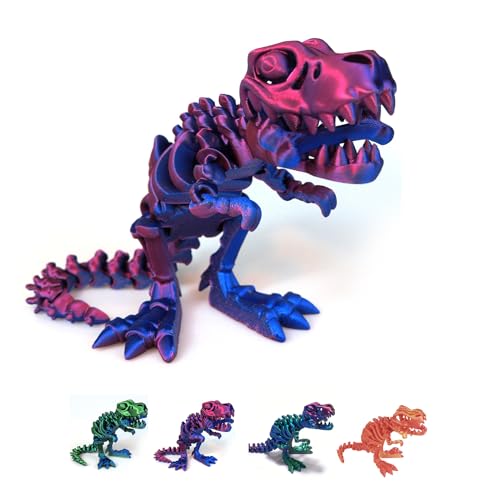 Yearsahrk 3D Gedrucktes Dinosaurier Skelett T-Rex Spielzeug Realistische Drachen Spielzeug Voll Bewegliches Tiere Dinosaurier Figuren Spielzeug Heim Desktop Dekor (Lila) von Yearsahrk