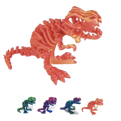 Yearsahrk 3D Gedrucktes Dinosaurier Skelett T-Rex Spielzeug Realistische Drachen Spielzeug Voll Bewegliches Tiere Dinosaurier Figuren Spielzeug Heim Desktop Dekor (Rot) von Yearsahrk