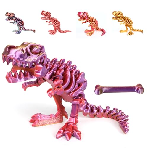 Yearsahrk 3D Gedrucktes Dinosaurier Skelett T-Rex Spielzeug Realistische Drachen Spielzeug Voll Bewegliches Tiere Dinosaurier Figuren Spielzeug Heim Desktop Dekor (Rot.C) von Yearsahrk