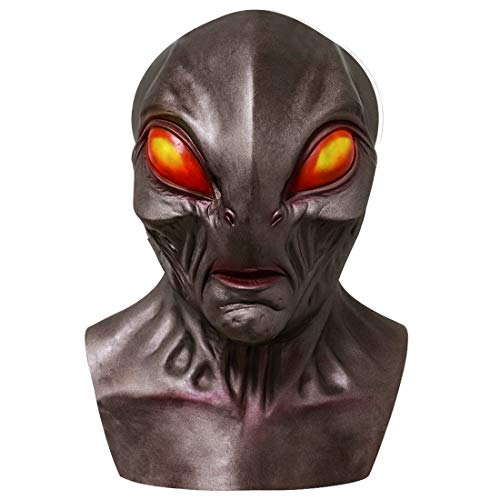 Yearsahrk Alien Maske Mars Alien Maske Gruseliges realistisches Gesicht Alien Maske Horror Neuheit Monster Helm Halloween Cosplay Kostüm Requisiten (Grey Alien) von Yearsahrk