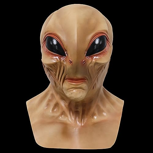 Yearsahrk Alien Maske Mars Alien Maske Gruseliges realistisches Gesicht Alien Maske Horror Neuheit Monster Helm Halloween Cosplay Kostüm Requisiten (White Alien) von Yearsahrk