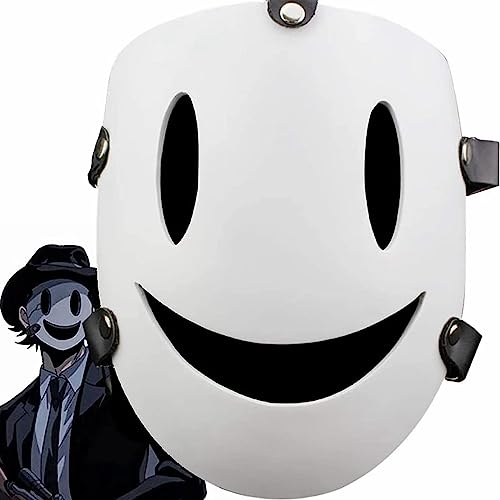 Yearsahrk Anime Maske High Rise Invasion - Weißes Lächeln/Kein Mund, Scharfschütze Tenkuu Shinpan Cosplay Kostüm Halloween Requisiten (Style B) von Yearsahrk