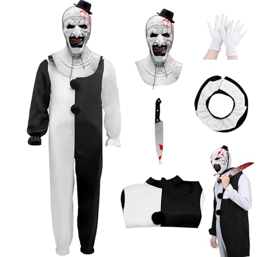 Yearsahrk Art the Clown Kostüm Erwachsene Horror Terrifier Kostüm Overall Scary Killer Clown Maske Halloween Outfit Requisiten Yearsahrk Art the Clown Kostüm Erwachsene Horror Terrifier Kostüm Overall Scary Killer Clown Maske Halloween Outfit Requisiten von Yearsahrk