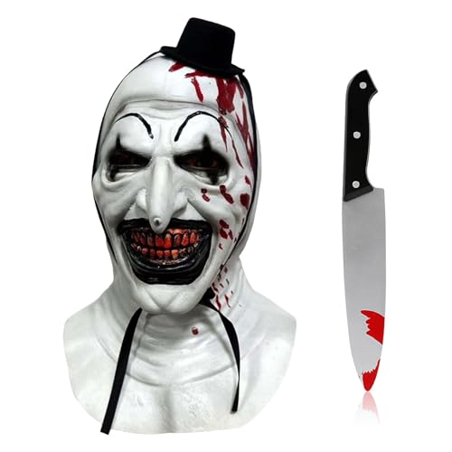 Yearsahrk Art the Clown Maske Horror Clown Maske Scary Terrifier Maske Karneval Halloween Kostüm Cosplay Requisiten (Clown Maske 2PCS) von Yearsahrk