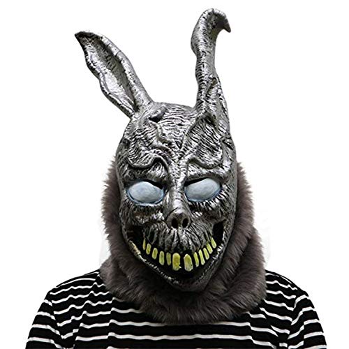 Yearsahrk Böse Kaninchen Maske Gruselige Geister Hasen Masken Grauer Frank Kaninchen Helm mit Vollem Kopf Halloween Cosplay Kostüm Party Requisiten von Yearsahrk