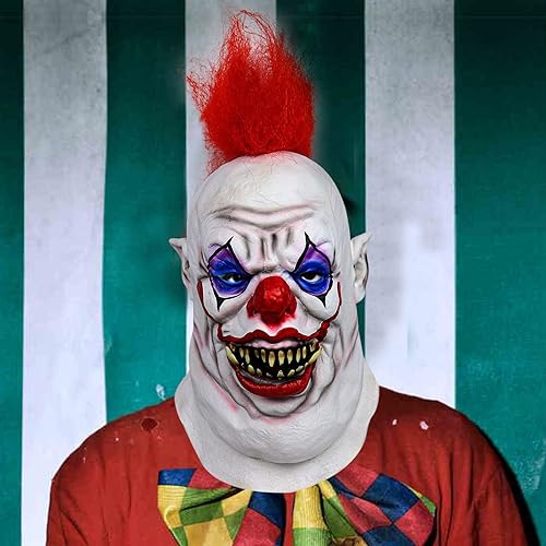 Yearsahrk Clown Maske Halloween Gruselige Clown Maske Böse Lächelnde Clown Maske Horror Killer Clown Maske Halloween Kostüm Cosplay Latex Requisite von Yearsahrk