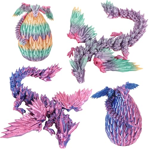 Yearsahrk Drachenei mit Drache 3D Gedrucktes Drachenei Dracheneier Spielzeug 3D Drachen Figuren Weihnachten Geschenk Oster körbchen Füller Home Office Dekor (2 Stück.A) von Yearsahrk