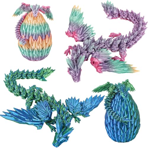 Yearsahrk Drachenei mit Drache 3D Gedrucktes Drachenei Dracheneier Spielzeug 3D Drachen Figuren Weihnachten Geschenk Oster körbchen Füller Home Office Dekor (2 Stück.B) von Yearsahrk