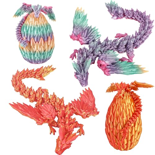Yearsahrk Drachenei mit Drache 3D Gedrucktes Drachenei Dracheneier Spielzeug 3D Drachen Figuren Weihnachten Geschenk Oster körbchen Füller Home Office Dekor (2 Stück.C) von Yearsahrk