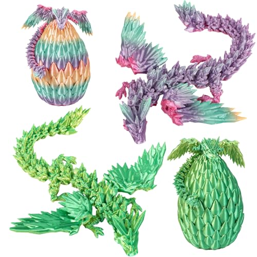 Yearsahrk Drachenei mit Drache 3D Gedrucktes Drachenei Dracheneier Spielzeug 3D Drachen Figuren Weihnachten Geschenk Oster körbchen Füller Home Office Dekor (2 Stück.D) von Yearsahrk