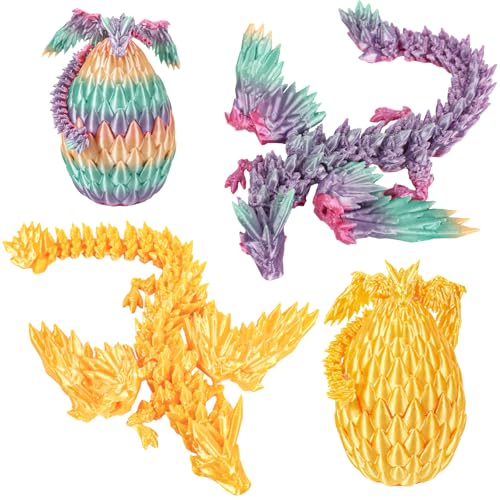 Yearsahrk Drachenei mit Drache 3D Gedrucktes Drachenei Dracheneier Spielzeug 3D Drachen Figuren Weihnachten Geschenk Oster körbchen Füller Home Office Dekor (2 Stück.E) von Yearsahrk