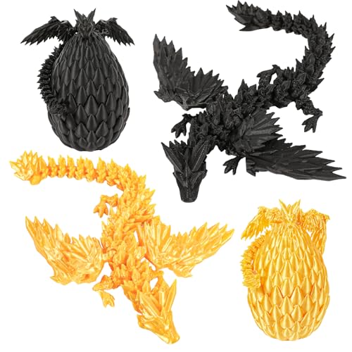 Yearsahrk Drachenei mit Drache 3D Gedrucktes Drachenei Dracheneier Spielzeug 3D Drachen Figuren Weihnachten Geschenk Oster körbchen Füller Home Office Dekor (2 Stück.H) von Yearsahrk