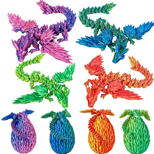 Yearsahrk Drachenei mit Drache 3D Gedrucktes Drachenei Dracheneier Spielzeug 3D Drachen Figuren Weihnachten Geschenk Oster körbchen Füller Home Office Dekor (4 Stück.A) von Yearsahrk