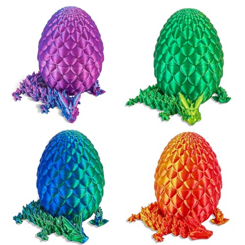 Yearsahrk Drachenei mit Drache 3D Gedrucktes Drachenei Dracheneier Spielzeug 3D Drachen Figuren Weihnachten Geschenk Oster körbchen Füller Home Office Dekor (4 Stück.B) von Yearsahrk