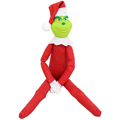 Yearsahrk Grinch Kuscheltier Christmas Grinch Plüschtier Weihnachtself Puppe Lustiges Monster Gekleideter Weihnachtsmannanzug mit Weihnachtsmütze Xmas Geschenke (Rot) von Yearsahrk
