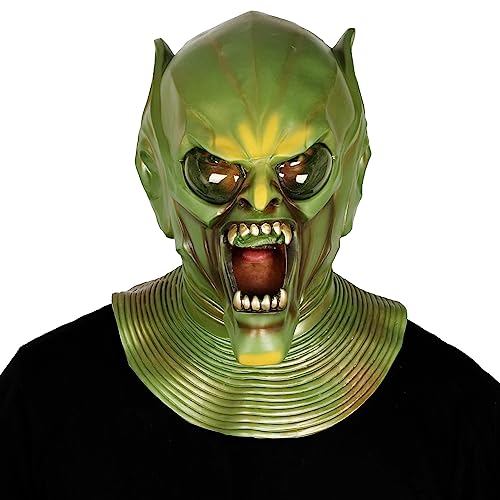 Yearsahrk Grüne Kobold Maske Horror Grüner Dämon Masken Teufel Latex Vollkopfhelm Halloween Cosplay Kostüm Party Requisiten für Kinder und Erwachsene von Yearsahrk