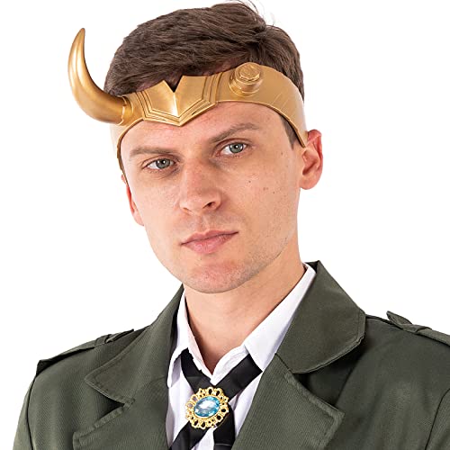 Yearsahrk Loki Helm mit Hörnern Halloween Maske Loki Krone Maske Superschurke Gold Krone mit Hörnern Maske Maskerade Halloween Kostüm Cosplay Prop (Loki Helm B) von Yearsahrk