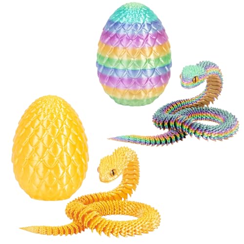 Yearsahrk 3D Gedrucktes Schlangen Drachenei Flexibel 3D Drache Tiere Schlangen Spielzeug Oster körbchen Füller Home Office Dekor Snake Toys (2 Stück.B) von Yearsahrk