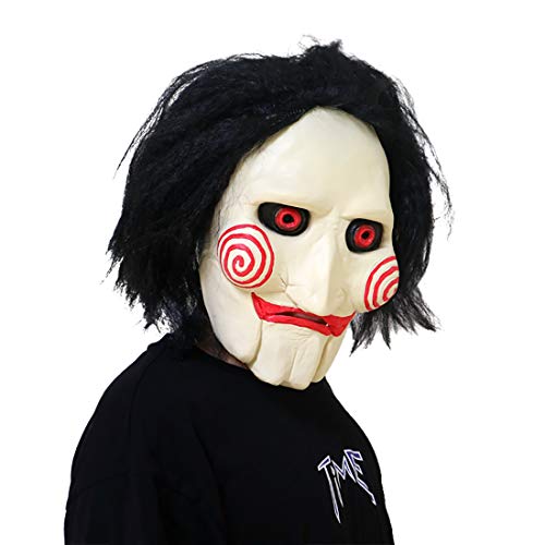 Yearsahrk Saw Maske Horror Billy Maske Gruselige Jigsaw Maske Scary Clown Latex Masken Halloween Kostüm Cosplay Party Karneval Requisiten von Yearsahrk