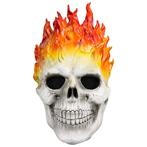 Yearsahrk Schädel Maske Ghost Rider - Flamme Skelett Gruseliger Dämon Ritter Vollkopfhelm für Halloween Cosplay Party Kostüm Requisiten von Yearsahrk