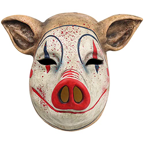 Yearsahrk Schwein Maske Halloween Gruselige Clown Maske Horror Säge Schwein Maske gruselige Tier Latex Maske Halloween Kostüm Cosplay Party Requisiten von Yearsahrk