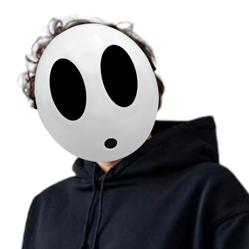 Yearsahrk Shy Guy Maske Halloween Maske Funny Anime Spiel Maske Weiße Voll Face Maske Halloween Kostüm Cosplay Requisiten Zubehör (Boy) von Yearsahrk