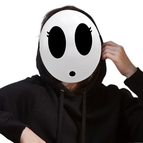Yearsahrk Shy Guy Maske - Halloween Kostüm Cosplay Requisiten Zubehör - Funny Anime Spiel Weiße Voll Face Maske (Girl) von Yearsahrk