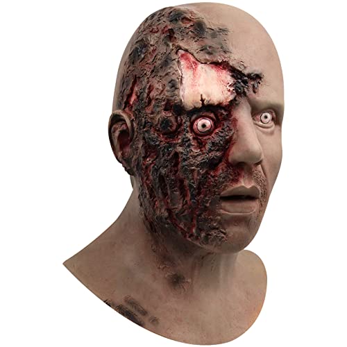 Yearsahrk Zombie Maske Horror rechtes Gesicht verrottende Maske Realistische Menschliche Zombie Maske Halloween Cosplay Kostüm Party Requisiten von Yearsahrk