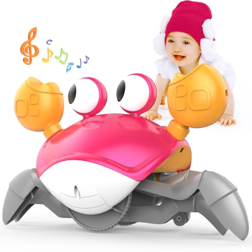 Yeaye Krabbelkrabben-Baby-Spielzeug für Kleinkinder – Bauch-Spielzeug, Geschenke für 3, 4, 5, 6, 7, 8, 9, 10, 11, 12, Jungen, Mädchen, mit Lern-Krabbelsystem, Musik für 0–6, 6–12, 12–18, 36 Monate, von Yeaye