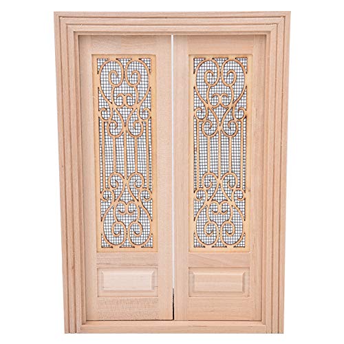 Dollhouse Miniatur Unbemalte Holz Double Door DIY Möbelmodell, Exquisite Verarbeitung für 1/12 Puppenhaus und Puppen, Puppenhauszubehör, Holzpuppenhaus Mini -Doppel -Tür (#1) von Yechiry