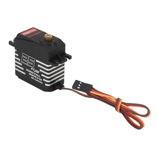 Yechiry 1/10 RC Truck Digital Servo Hochgeschwindigkeits-Digital-Servo mit Kupfer Getriebe und Aluminium Legierung Gehäuse für RC-Auto-LKW-Raupen Boot Roboter (25KG) von Yechiry