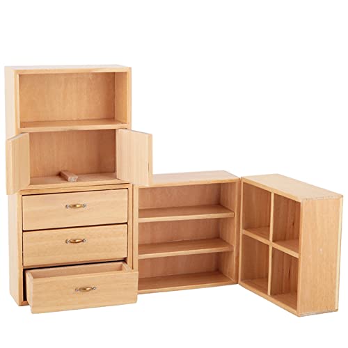 Yechiry 1:12 Puppenhausminiaturen, Mini -Holzschrank für Dollhouse Wohnzimmer, Schlafzimmer (Holzfarbe) von Yechiry