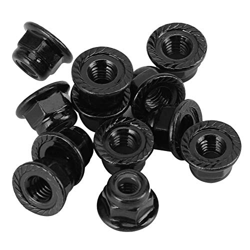 Yechiry 12 STÜCKE rutschfeste Reifen-Kontermutter Radmutter 4mm Kettenradmutter mit Nylonfutter für Axial SCX10 1/10 RC Auto (Black) von Yechiry