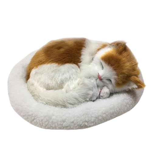Yechiry Realistische Atemkatze, Gefüllte Tierpuppe Plüschspielzeug Schlafkatze Spielzeug mit Kissen für das Unterrichtsmodell und das für Heimdekoration (#1) von Yechiry