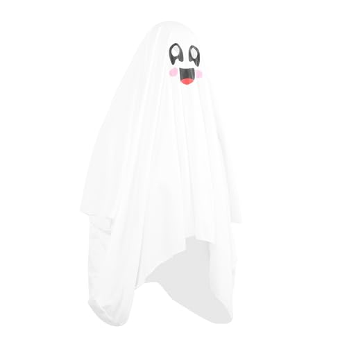 Yechiry Unisex-Geisterkostüm für Kinder, Gruseliger Weißer Geisterumhang aus Nylon mit Durchsichtigen Augen, Erkennbares Weißes Halloween-Kostüm, Sorgt für Gruselige Stimmung (L) von Yechiry
