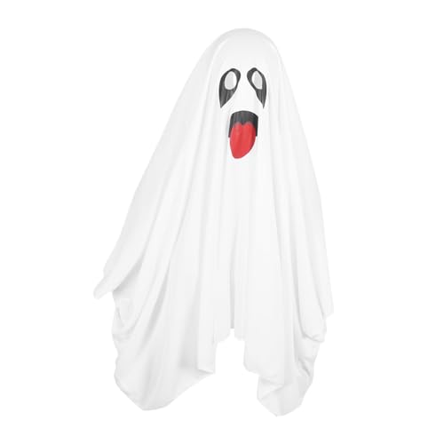 Yechiry Unisex-Geisterkostüm für Kinder, Weißer, Gruseliger Geisterumhang aus Nylon mit Durchsichtigen Augen, Weißes, Erkennbares Halloween-Kostüm, Das Anderen Freude Bereitet (M) von Yechiry
