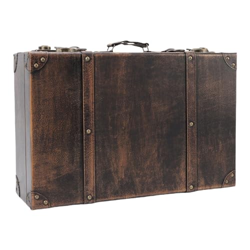 Yechiry Vintage -Reisekoffer, Pappverkehrstil Dekorative Holzkofferschachtel 17.7x11.8x5.9in, Tragbare Lagerkiste für Kunsthandwerk, Kunsthobbys und Souvenirsammlung (BROWN) von Yechiry
